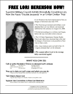 Example of a flier for Lori's petitioning / http://www.freelori.org/